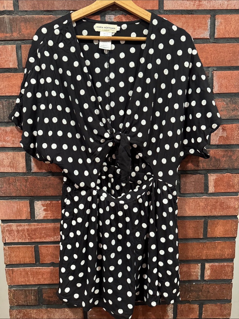 mara hoffman Polka Dot Tie-Front Black romper - Picture 5 of 8